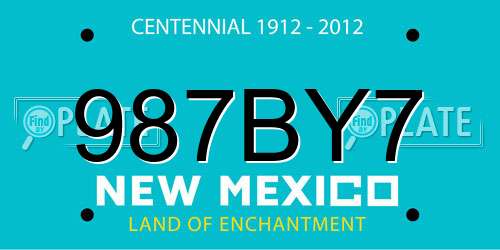 987BY7 New Mexico License Plate