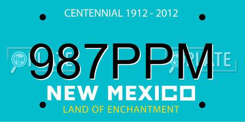 987PPM New Mexico License Plate