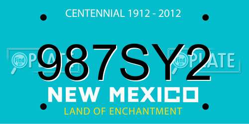 987SY2 New Mexico License Plate