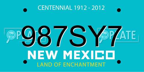 987SY7 New Mexico License Plate
