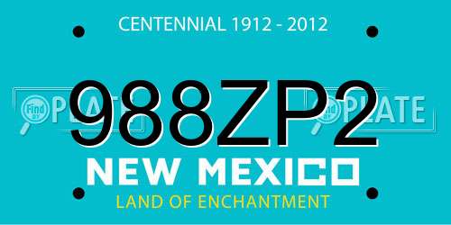 988ZP2 New Mexico License Plate