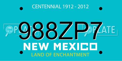 988ZP7 New Mexico License Plate