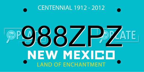 988ZPZ New Mexico License Plate
