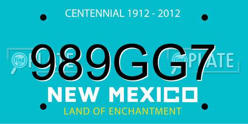 989GG7 New Mexico License Plate