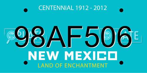 98AF506 New Mexico License Plate