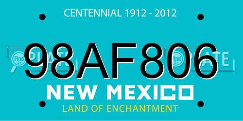 98AF806 New Mexico License Plate