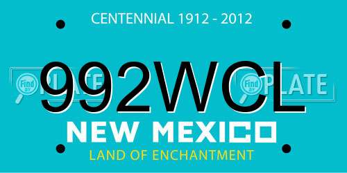 992WCL New Mexico License Plate