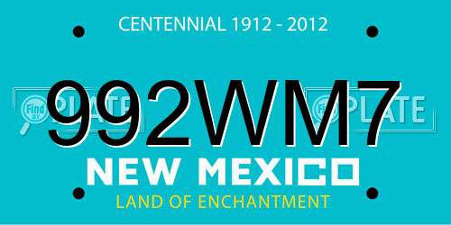 992WM7 New Mexico License Plate