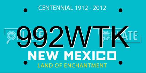 992WTK New Mexico License Plate
