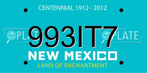 993IT7 New Mexico License Plate