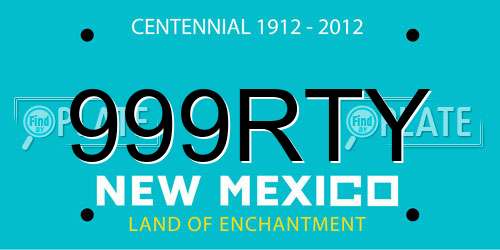 999RTY New Mexico License Plate