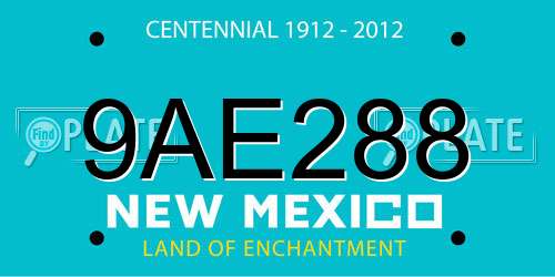 9AE288 New Mexico License Plate