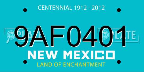 9AF0401 New Mexico License Plate