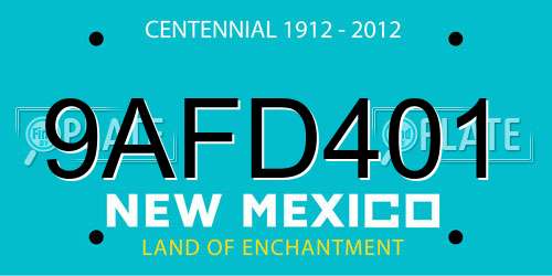 9AFD401 New Mexico License Plate