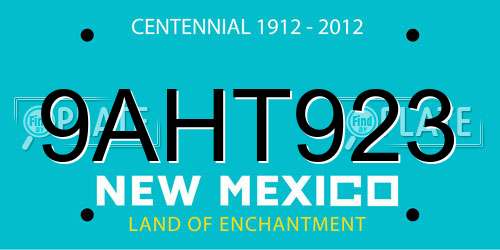 9AHT923 New Mexico License Plate