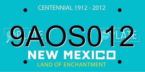 9AOS012 New Mexico License Plate