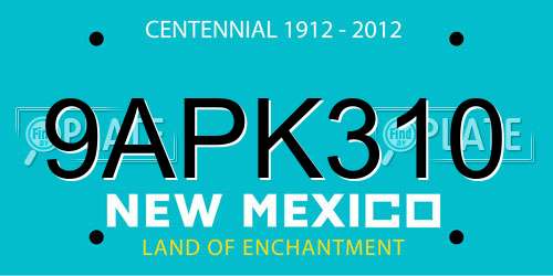 9APK310 New Mexico License Plate