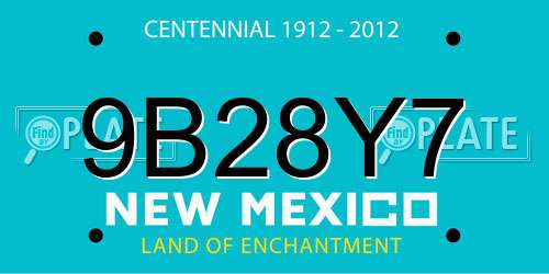 9B28Y7 New Mexico License Plate