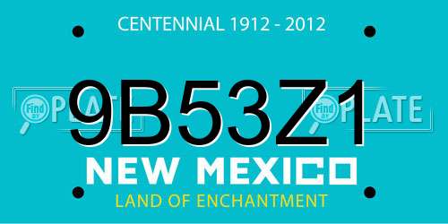 9B53Z1 New Mexico License Plate
