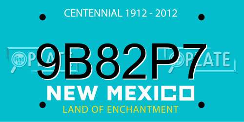 9B82P7 New Mexico License Plate