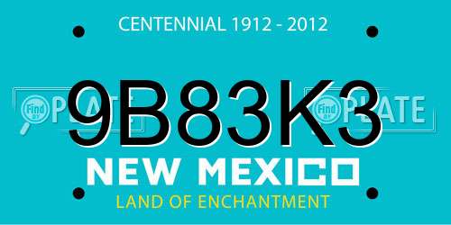 9B83K3 New Mexico License Plate