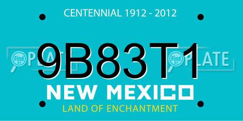 9B83T1 New Mexico License Plate