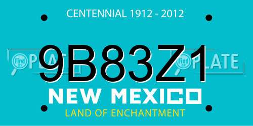 9B83Z1 New Mexico License Plate