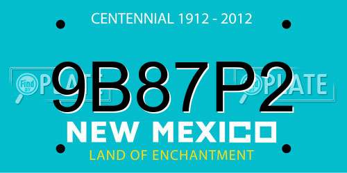 9B87P2 New Mexico License Plate