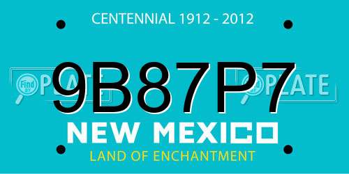 9B87P7 New Mexico License Plate