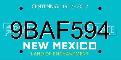 9BAF594 New Mexico License Plate