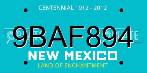 9BAF894 New Mexico License Plate