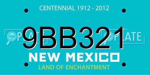 9BB321 New Mexico License Plate
