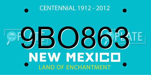 9BO863 New Mexico License Plate