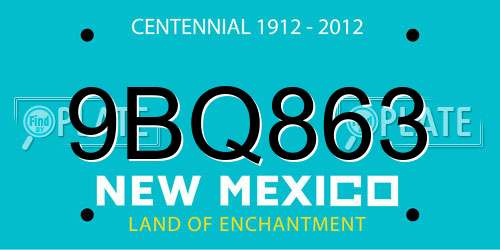 9BQ863 New Mexico License Plate