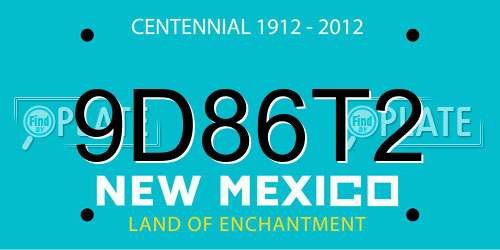 9D86T2 New Mexico License Plate