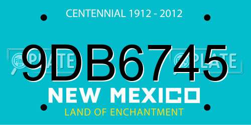 9DB6745 New Mexico License Plate