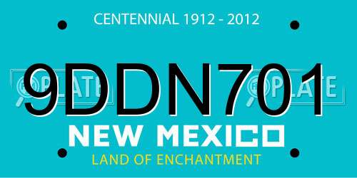 9DDN701 New Mexico License Plate