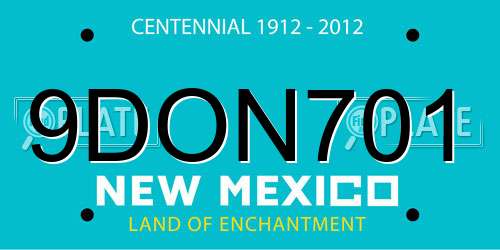 9DON701 New Mexico License Plate