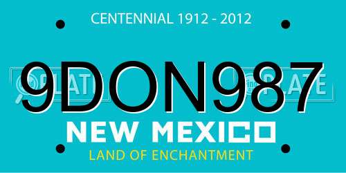 9DON987 New Mexico License Plate