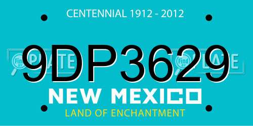 9DP3629 New Mexico License Plate