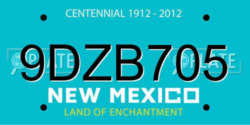 9DZB705 New Mexico License Plate