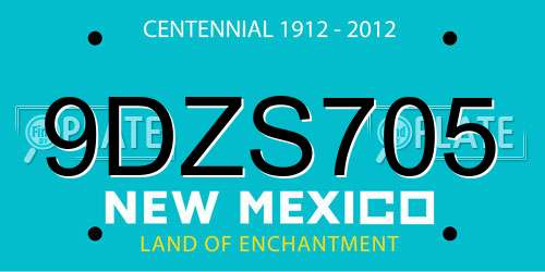 9DZS705 New Mexico License Plate