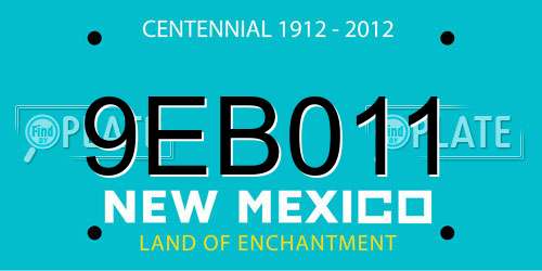9EB011 New Mexico License Plate