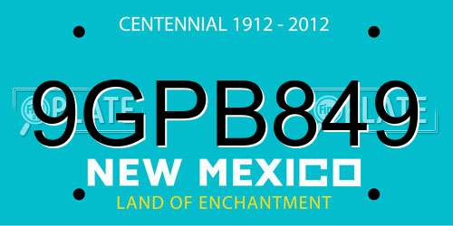 9GPB849 New Mexico License Plate