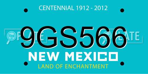 9GS566 New Mexico License Plate