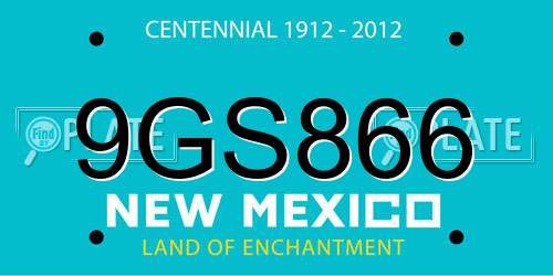 9GS866 New Mexico License Plate