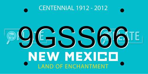 9GSS66 New Mexico License Plate