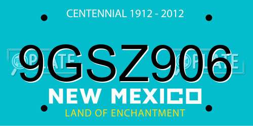 9GSZ906 New Mexico License Plate