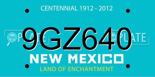 9GZ640 New Mexico License Plate