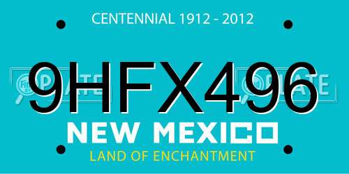 9HFX496 New Mexico License Plate